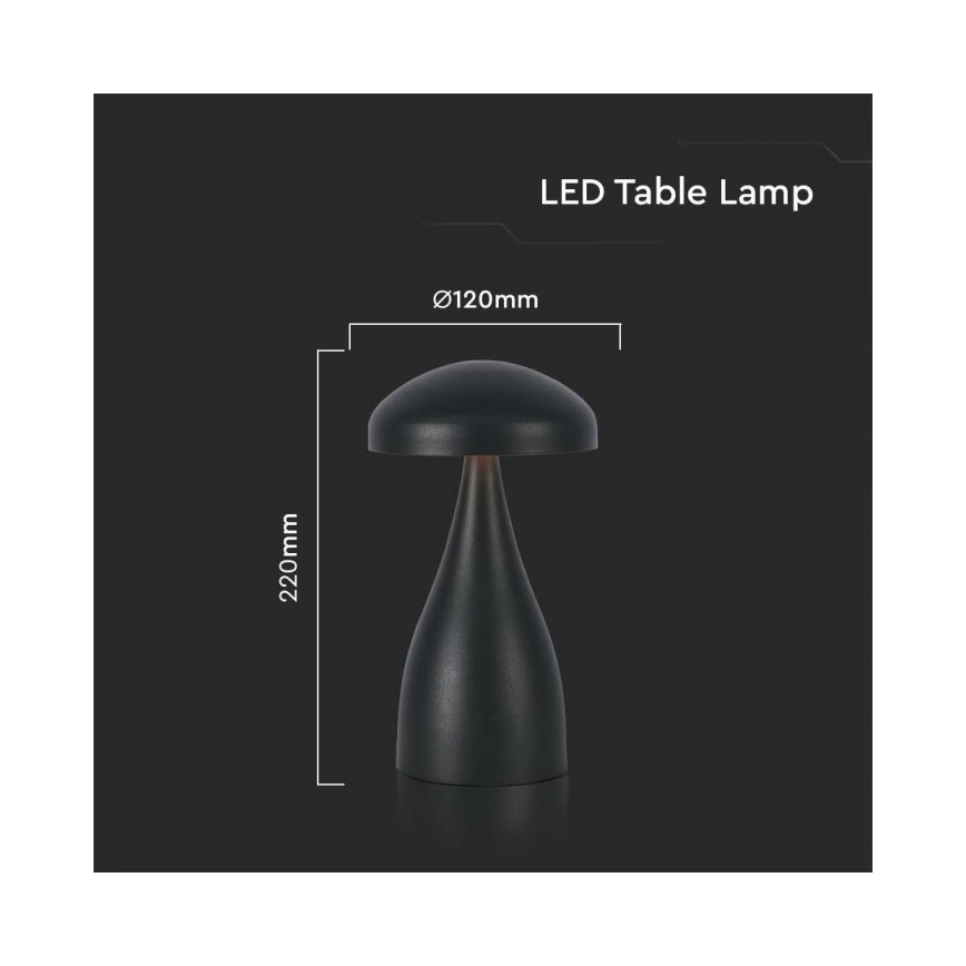 LED Pritemdoma įkraunama jutiklinė stalinė lempa LED/1W/5V 3000-6000K 1800 mAh juoda