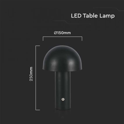 LED Pritemdoma įkraunama jutiklinė stalinė lempa LED/1W/5V 3000-6000K 1800 mAh juoda