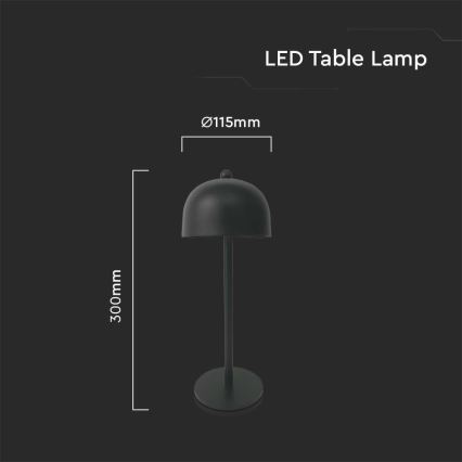 LED Pritemdoma įkraunama jutiklinė stalinė lempa LED/1W/5V 3000-6000K 1800 mAh juoda