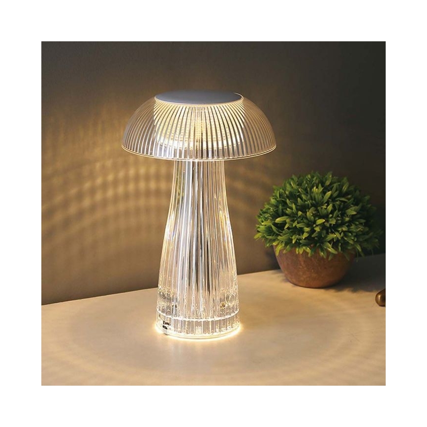 LED Pritemdoma įkraunama jutiklinė stalinė lempa LED/1W/5V 3000-6000K 1800 mAh permatoma