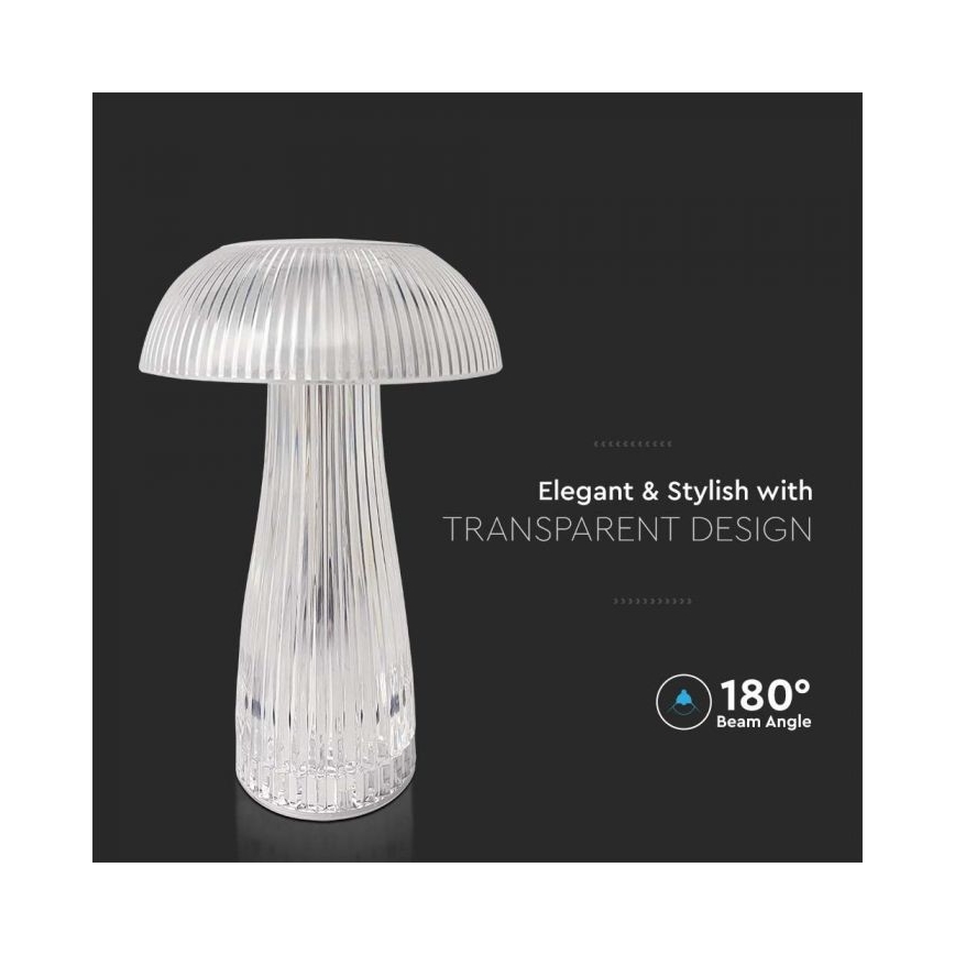 LED Pritemdoma įkraunama jutiklinė stalinė lempa LED/1W/5V 3000-6000K 1800 mAh permatoma