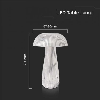 LED Pritemdoma įkraunama jutiklinė stalinė lempa LED/1W/5V 3000-6000K 1800 mAh permatoma