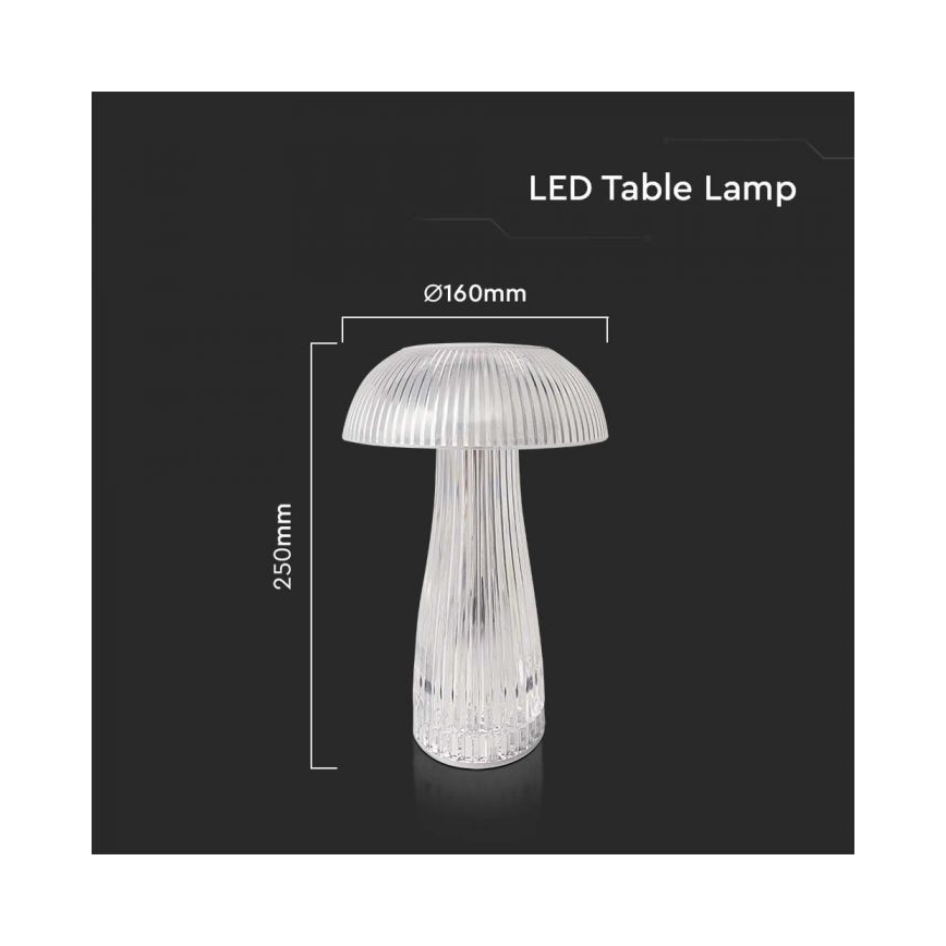 LED Pritemdoma įkraunama jutiklinė stalinė lempa LED/1W/5V 3000-6000K 1800 mAh permatoma