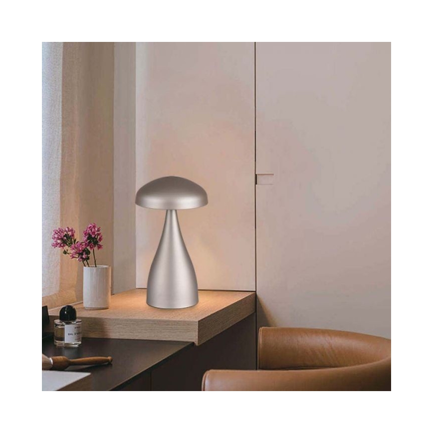 LED Pritemdoma įkraunama jutiklinė stalinė lempa LED/1W/5V 3000-6000K 1800 mAh sidabras