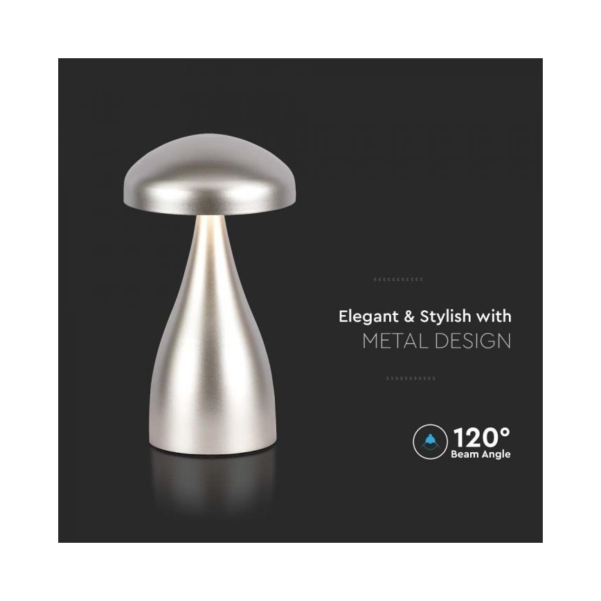 LED Pritemdoma įkraunama jutiklinė stalinė lempa LED/1W/5V 3000-6000K 1800 mAh sidabras