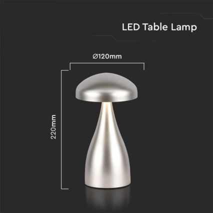 LED Pritemdoma įkraunama jutiklinė stalinė lempa LED/1W/5V 3000-6000K 1800 mAh sidabras