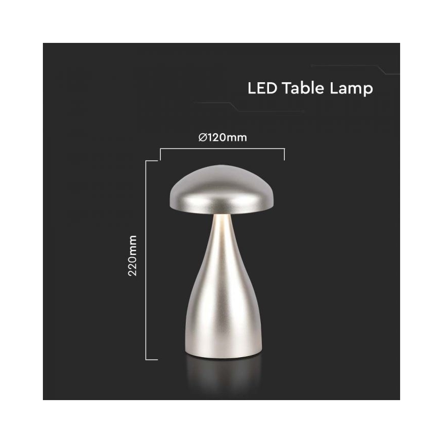 LED Pritemdoma įkraunama jutiklinė stalinė lempa LED/1W/5V 3000-6000K 1800 mAh sidabras
