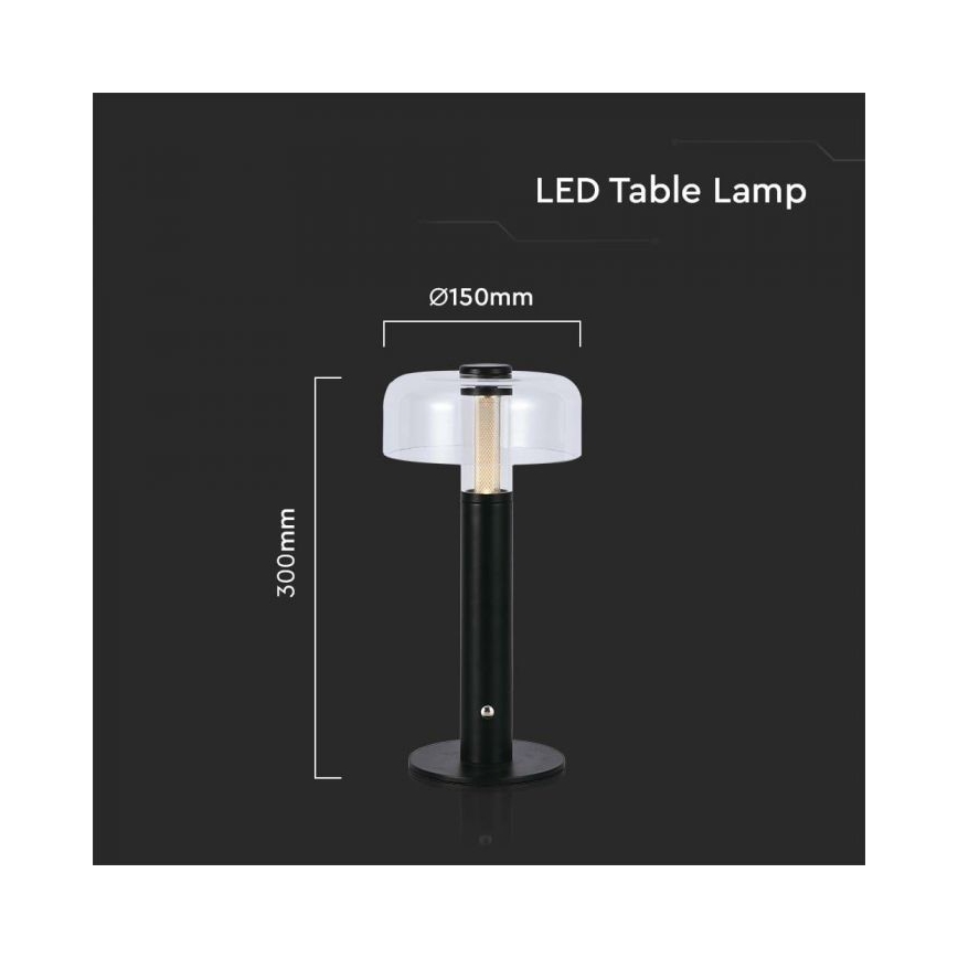 LED Pritemdoma įkraunama jutiklinė stalinė lempa LED/1W/5V 3000K 1800 mAh juoda