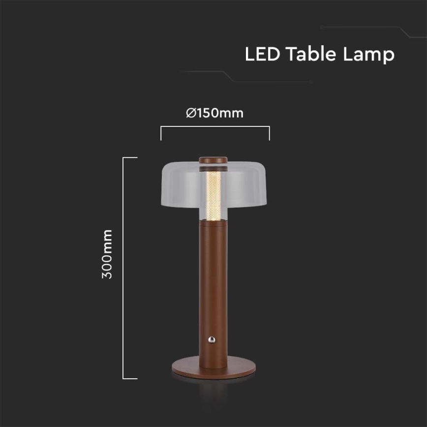 LED Pritemdoma įkraunama jutiklinė stalinė lempa LED/1W/5V 3000K 1800 mAh ruda
