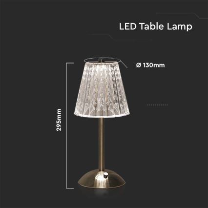 LED Pritemdoma įkraunama jutiklinė stalinė lempa LED/2,4W/5V 3000-6000K 1800 mAh blizgus chromas