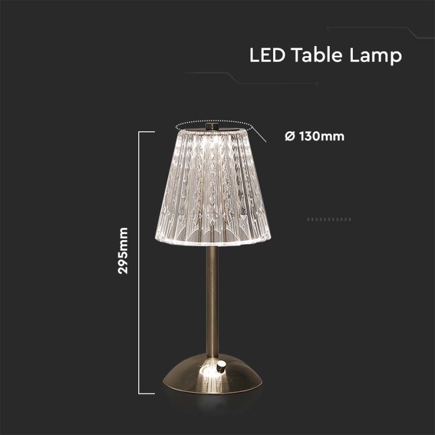 LED Pritemdoma įkraunama jutiklinė stalinė lempa LED/2,4W/5V 3000-6000K 1800 mAh blizgus chromas