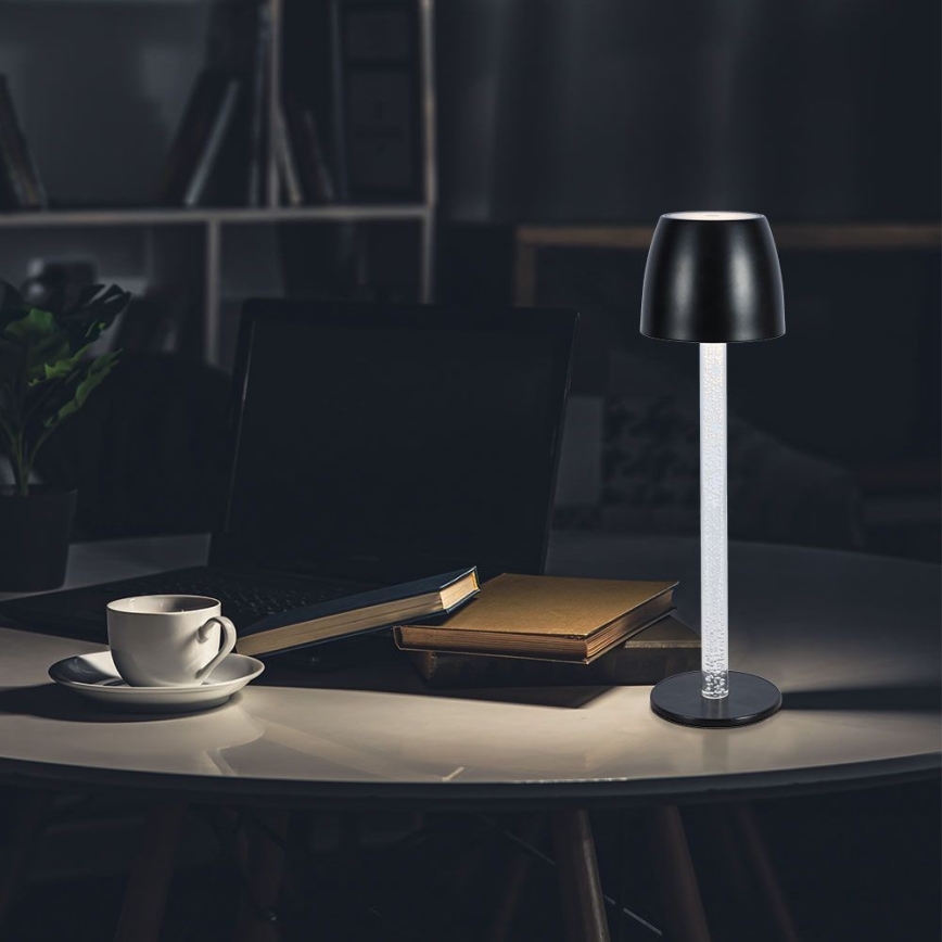 LED Pritemdoma įkraunama jutiklinė stalinė lempa LED/3W/5V 3000K 1800 mAh juoda