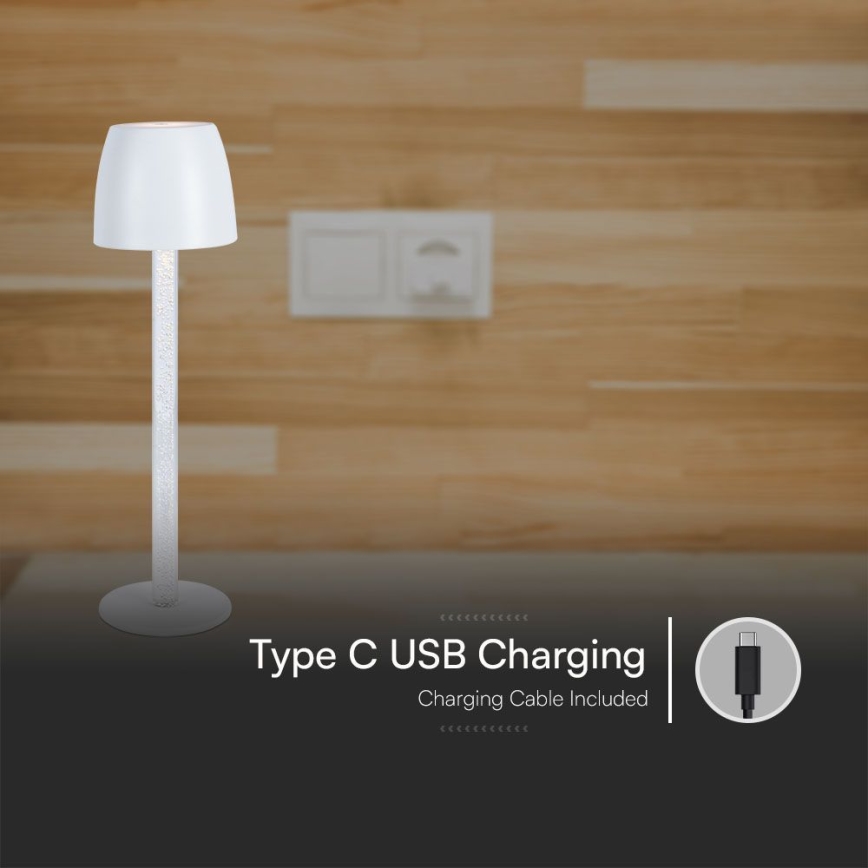 LED Pritemdoma įkraunama jutiklinė stalinė lempa LED/3W/5V 3000K 1800 mAh juoda
