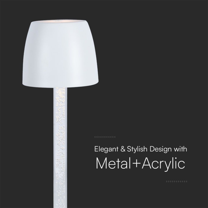 LED Pritemdoma įkraunama jutiklinė stalinė lempa LED/3W/5V 3000K 1800 mAh juoda