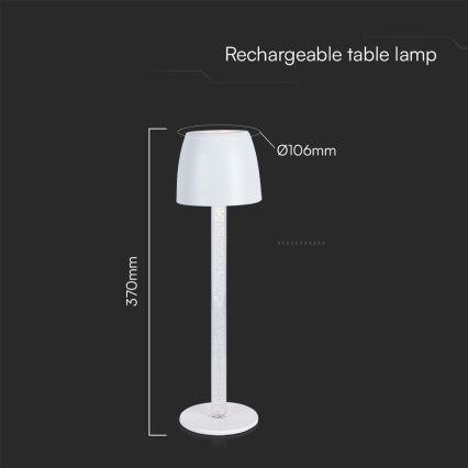 LED Pritemdoma įkraunama jutiklinė stalinė lempa LED/3W/5V 3000K 1800 mAh juoda