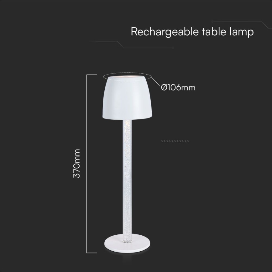 LED Pritemdoma įkraunama jutiklinė stalinė lempa LED/3W/5V 3000K 1800 mAh juoda