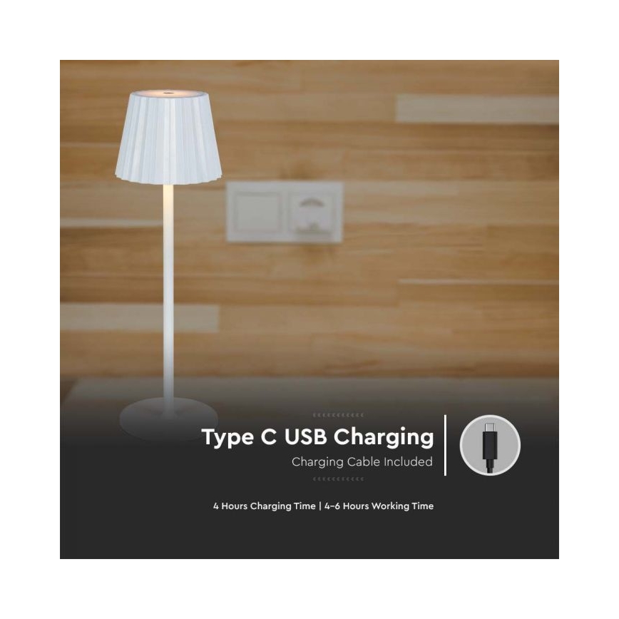 LED Pritemdoma įkraunama jutiklinė stalinė lempa LED/4W/5V 3000-6000K 1800 mAh balta
