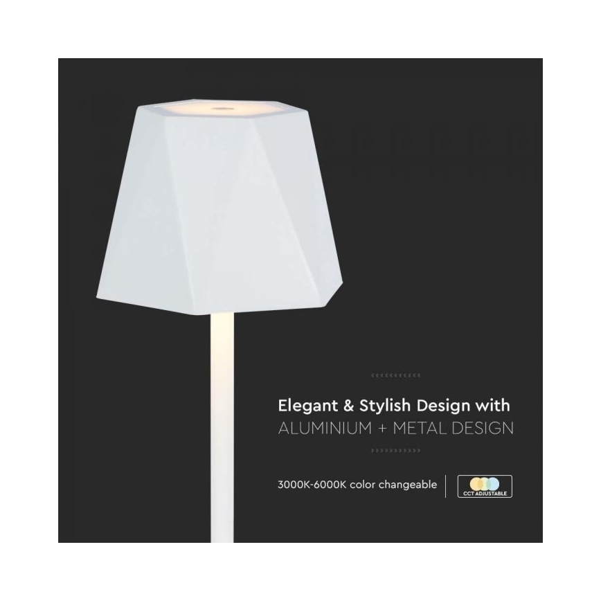 LED Pritemdoma įkraunama jutiklinė stalinė lempa LED/4W/5V 3000-6000K 1800 mAh balta