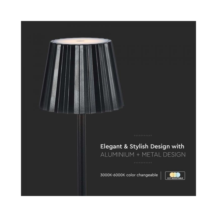 LED Pritemdoma įkraunama jutiklinė stalinė lempa LED/4W/5V 3000-6000K 1800 mAh juoda