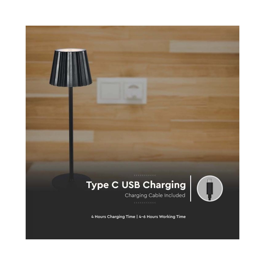 LED Pritemdoma įkraunama jutiklinė stalinė lempa LED/4W/5V 3000-6000K 1800 mAh juoda