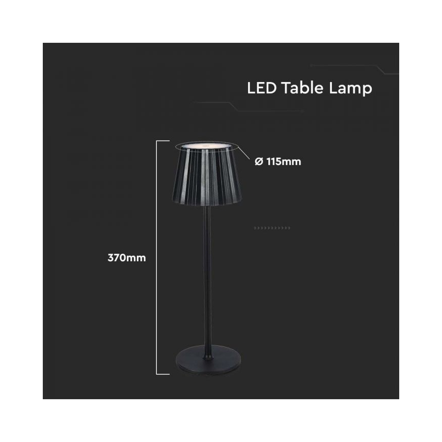 LED Pritemdoma įkraunama jutiklinė stalinė lempa LED/4W/5V 3000-6000K 1800 mAh juoda