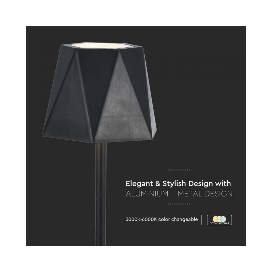 LED Pritemdoma įkraunama jutiklinė stalinė lempa LED/4W/5V 3000-6000K 1800 mAh juoda