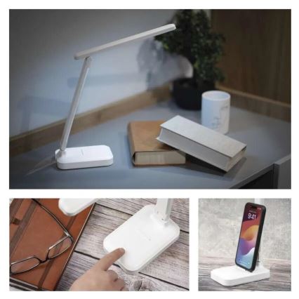 LED Pritemdomas įkraunamas stalinis šviestuvas LED/5W/3,7V 3000K/4000K/6500K 800mAh balta