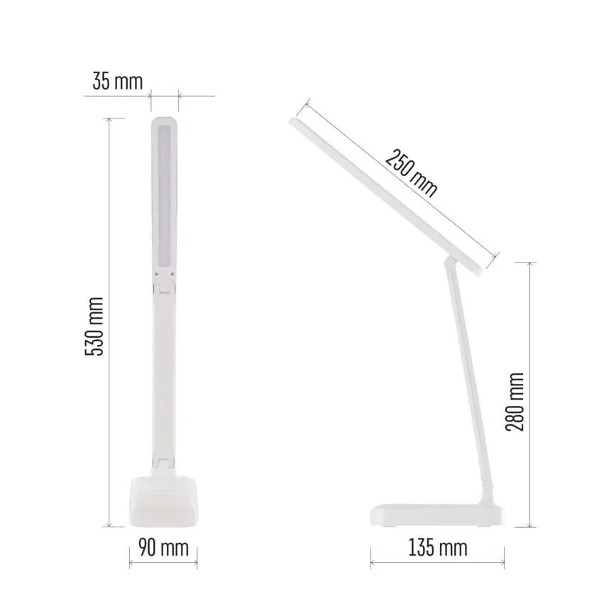 LED Pritemdomas įkraunamas stalinis šviestuvas LED/5W/3,7V 3000K/4000K/6500K 800mAh balta