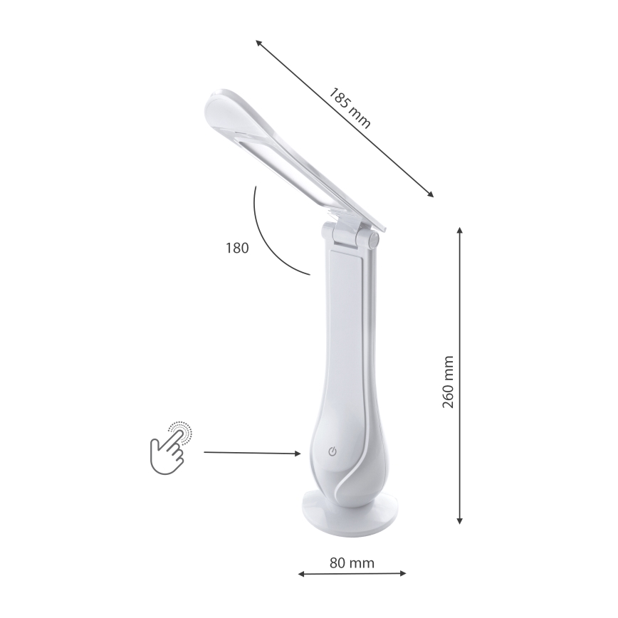 LED Pritemdomas įkraunamas stalinis šviestuvas LILLY LED/4W/5V 1200 mAh balta