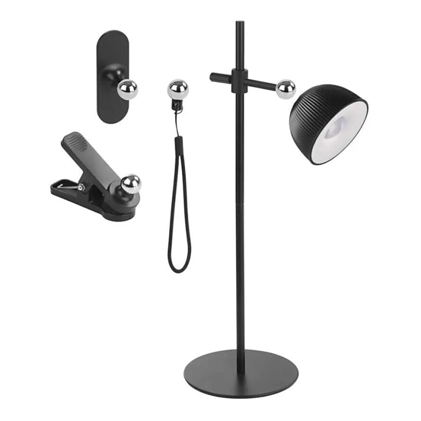 LED Pritemdomas įkraunamas stalinis šviestuvas magnetinis 4in1 LED/4,2W/3,7V 4000K 1200mAh juoda