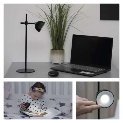 LED Pritemdomas įkraunamas stalinis šviestuvas magnetinis 4in1 LED/4,2W/3,7V 4000K 1200mAh juoda