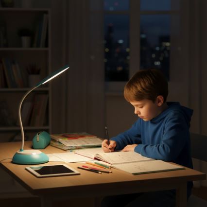 LED Pritemdomas įkraunamas stalinis šviestuvas VISUA LED/5W/5V 3000-5000K 1200 mAh mėlyna