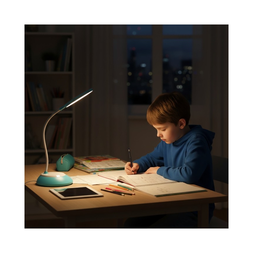 LED Pritemdomas įkraunamas stalinis šviestuvas VISUA LED/5W/5V 3000-5000K 1200 mAh mėlyna