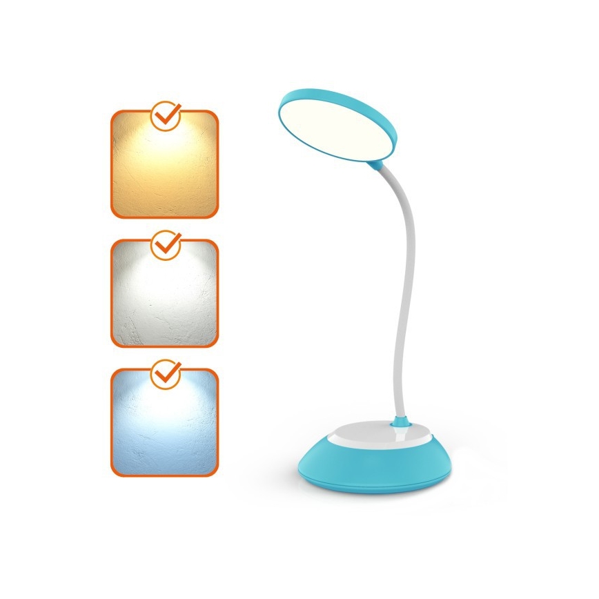 LED Pritemdomas įkraunamas stalinis šviestuvas VISUA LED/5W/5V 3000-5000K 1200 mAh mėlyna