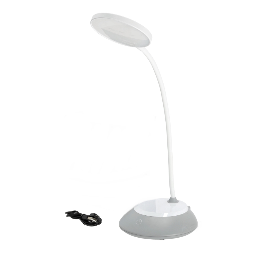 LED Pritemdomas įkraunamas stalinis šviestuvas VISUA LED/5W/5V 3000-5000K 1200 mAh pilka