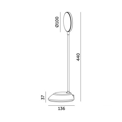 LED Pritemdomas įkraunamas stalinis šviestuvas VISUA LED/5W/5V 3000-5000K 1200 mAh pilka