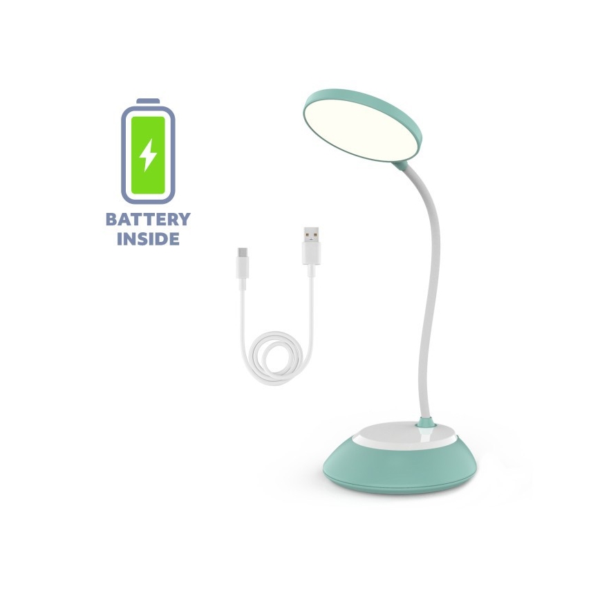 LED Pritemdomas įkraunamas stalinis šviestuvas VISUA LED/5W/5V 3000-5000K 1200 mAh turkis