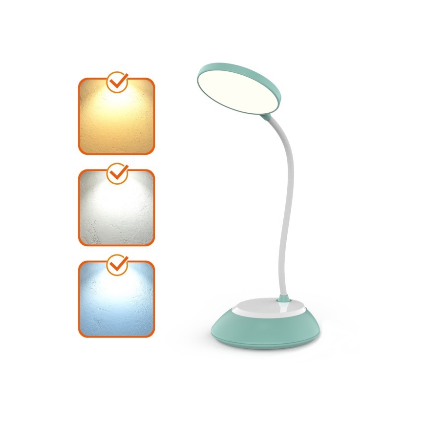 LED Pritemdomas įkraunamas stalinis šviestuvas VISUA LED/5W/5V 3000-5000K 1200 mAh turkis