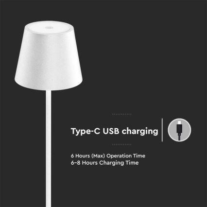 LED Pritemdomas įkraunamas toršeras 3in1 LED/4W/5V 4400 mAh 3000K IP54 balta