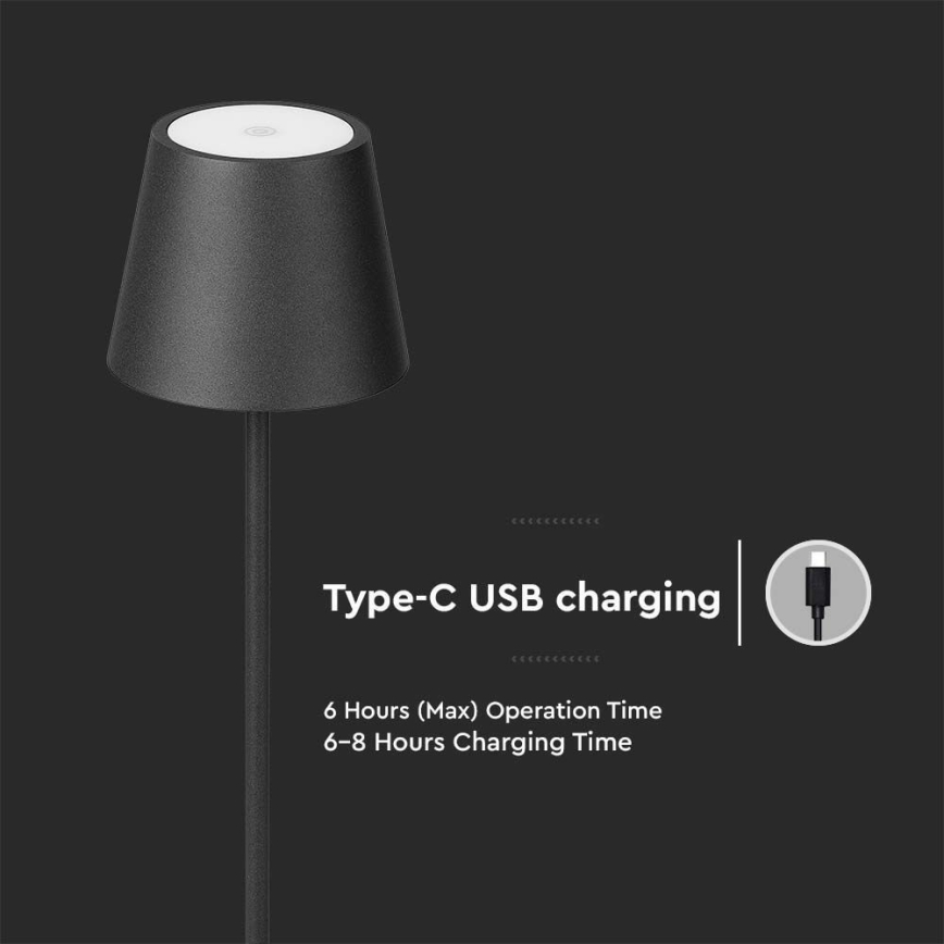 LED Pritemdomas įkraunamas toršeras 3in1 LED/4W/5V 4400 mAh 3000K IP54 juoda