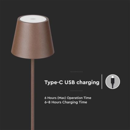 LED Pritemdomas įkraunamas toršeras 3in1 LED/4W/5V 4400 mAh 3000K IP54 ruda
