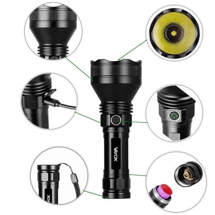 LED Pritemdomas įkraunamas žibintuvėlis LED/20W/5V IPX5 1900 blizgus 5000 mAh