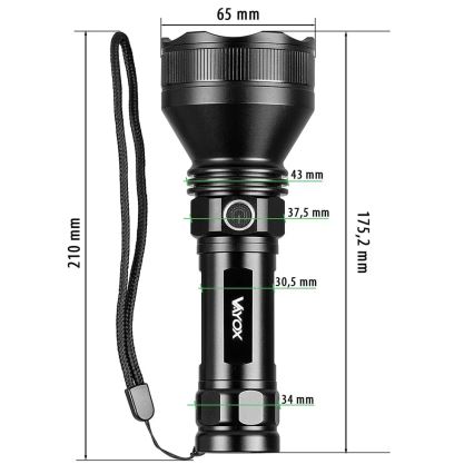 LED Pritemdomas įkraunamas žibintuvėlis LED/20W/5V IPX5 1900 blizgus 5000 mAh