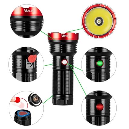 LED Pritemdomas įkraunamas žibintuvėlis LED/20W/5V IPX5 2000 blizgus 6000 mAh