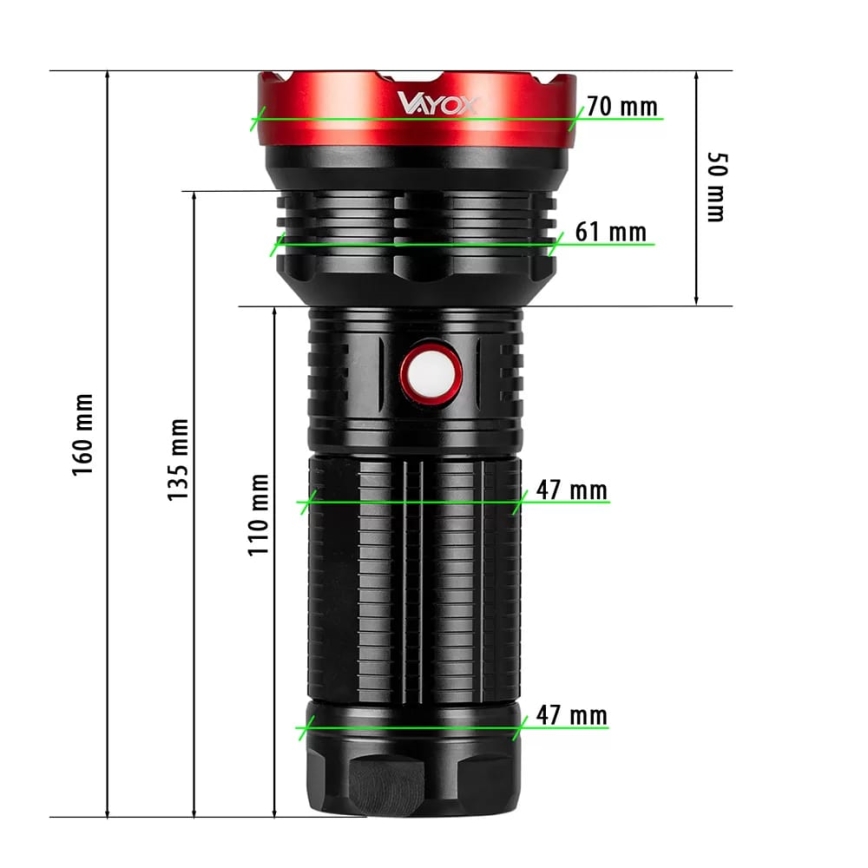 LED Pritemdomas įkraunamas žibintuvėlis LED/20W/5V IPX5 2000 blizgus 6000 mAh