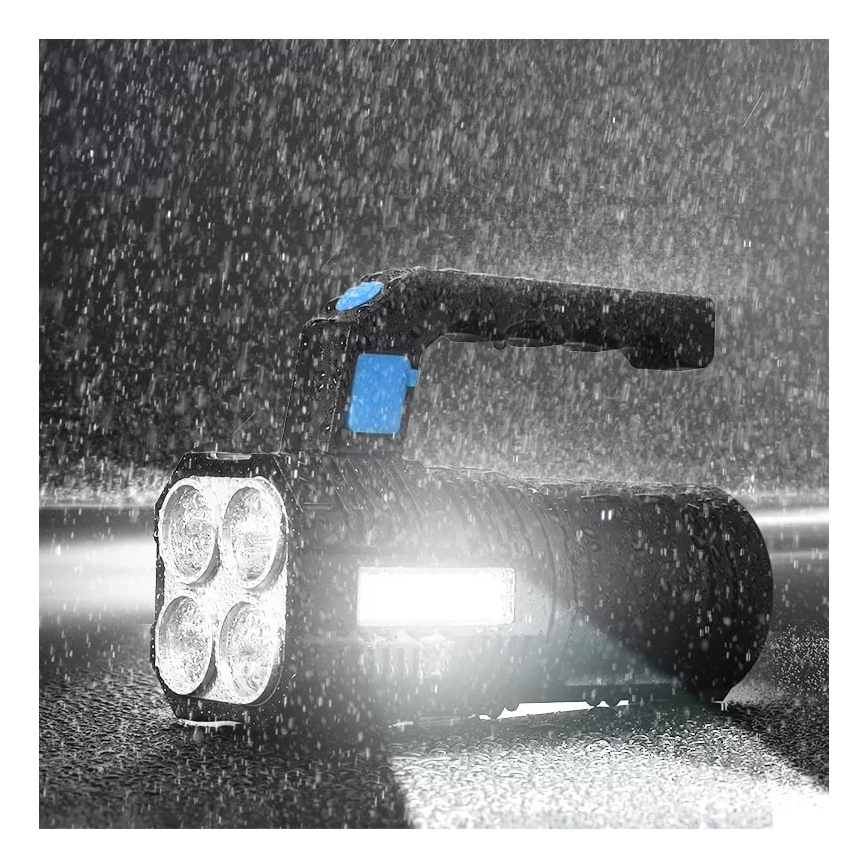 LED Pritemdomas įkraunamas žibintuvėlis LED/5V IPX4 250 blizgus 1200 mAh