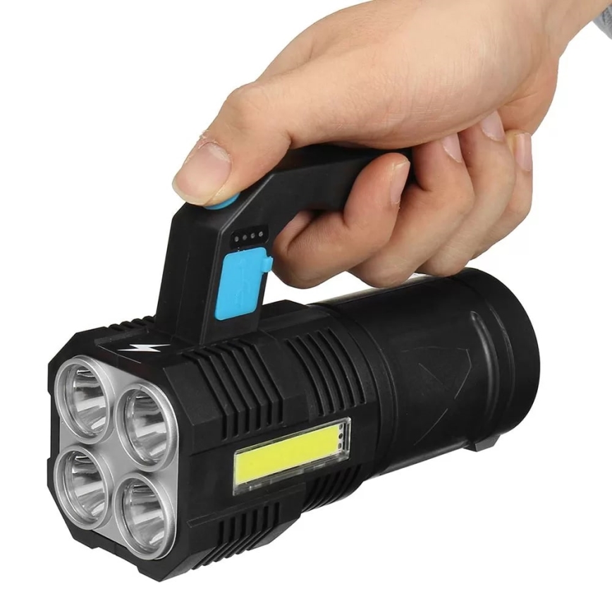 LED Pritemdomas įkraunamas žibintuvėlis LED/5V IPX4 250 blizgus 1200 mAh