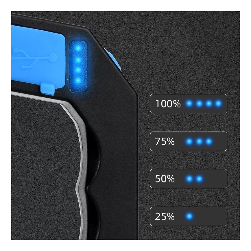 LED Pritemdomas įkraunamas žibintuvėlis LED/5V IPX4 250 blizgus 1200 mAh