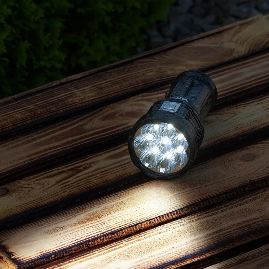 LED Pritemdomas įkraunamas žibintuvėlis LED/5V IPX4 600 blizgus 1200 mAh