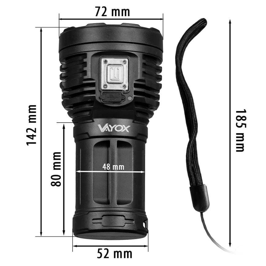 LED Pritemdomas įkraunamas žibintuvėlis LED/5V IPX4 600 blizgus 1200 mAh